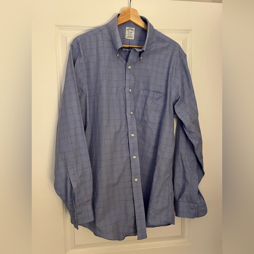 Brooks Brothers Blue Plaid Dress Shirt